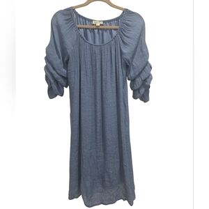 Indigo Rose Puff Sleeve Dress,large
